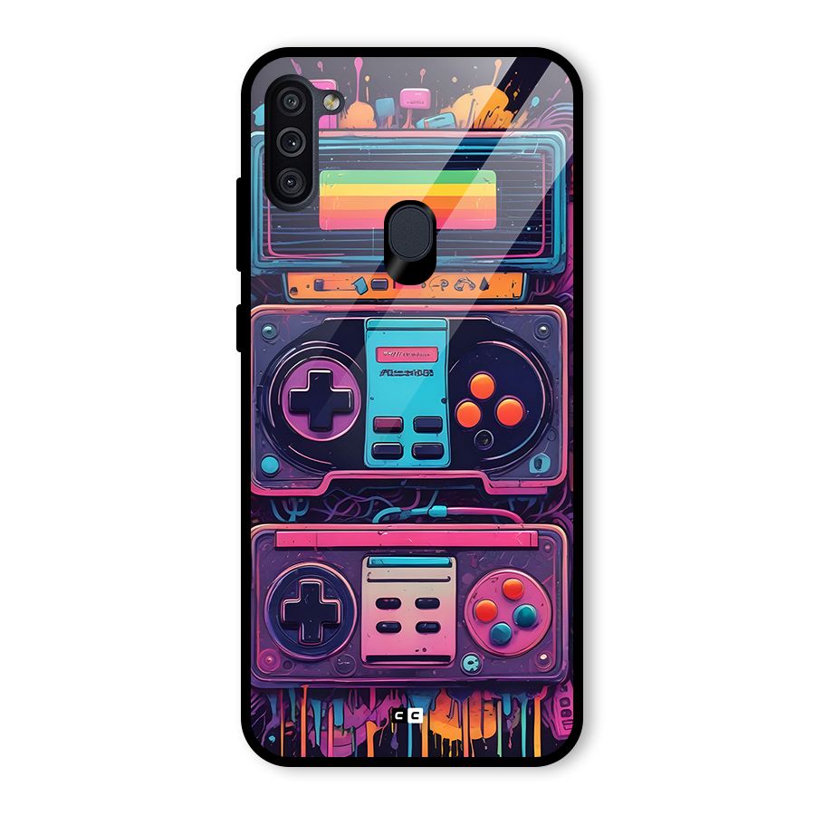 Comic Gaming Console Glass Back Case for Galaxy M11