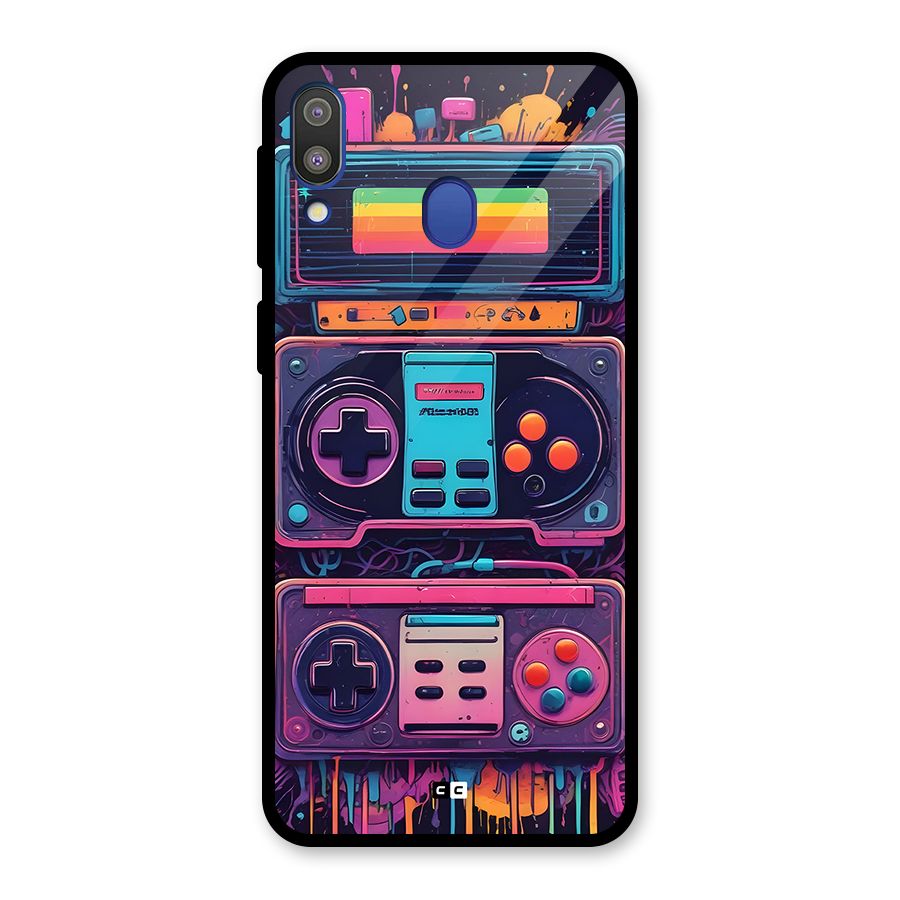 Comic Gaming Console Glass Back Case for Galaxy M20