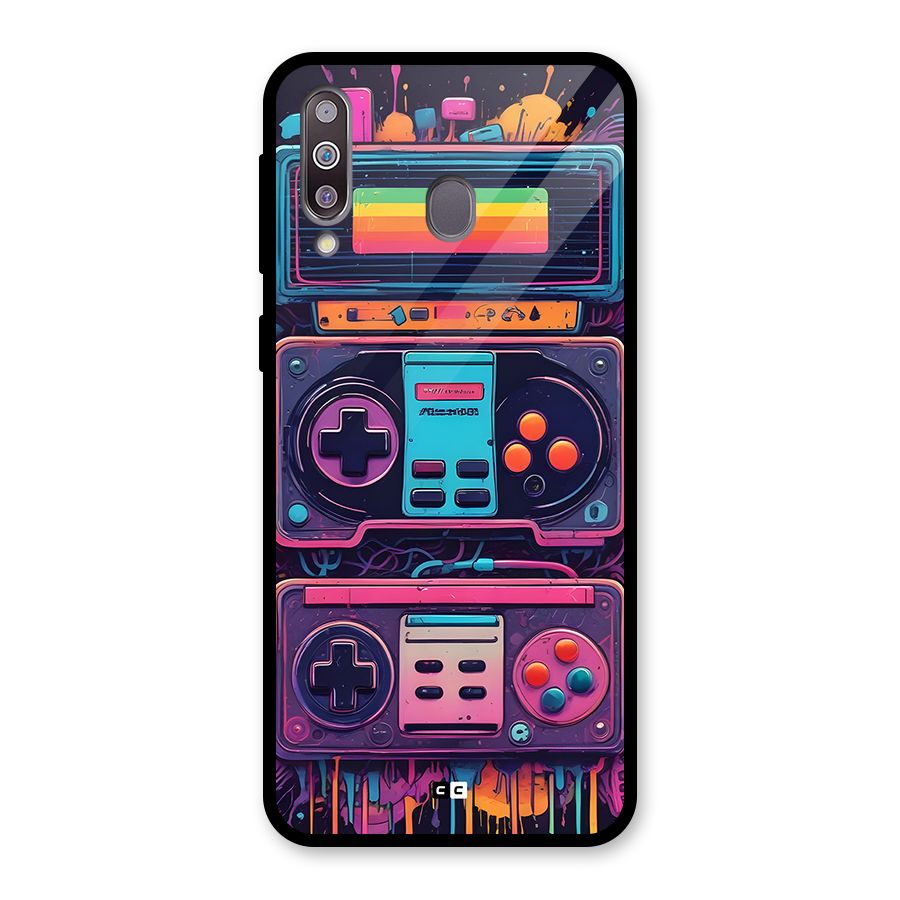 Comic Gaming Console Glass Back Case for Galaxy M30