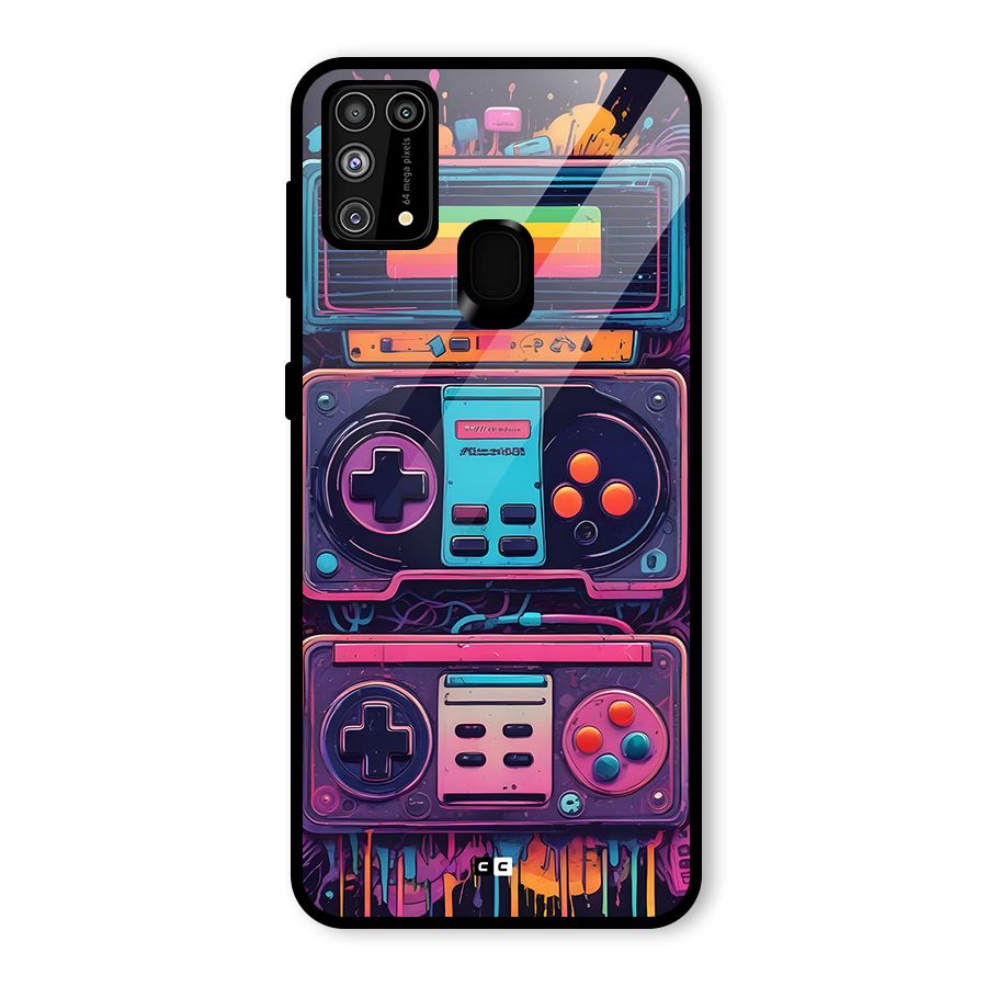 Comic Gaming Console Glass Back Case for Galaxy M31