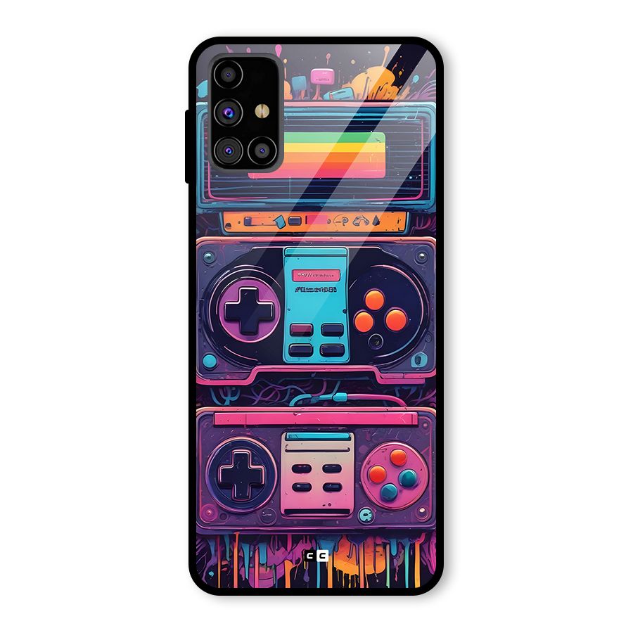 Comic Gaming Console Glass Back Case for Galaxy M31s