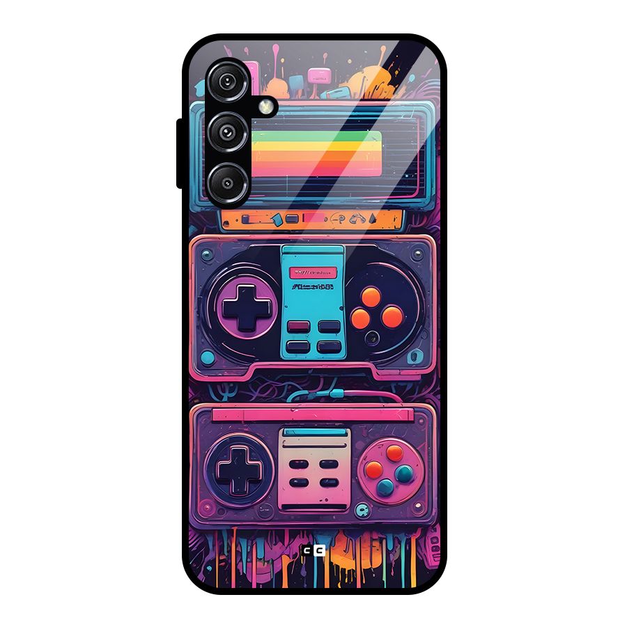 Comic Gaming Console Glass Back Case for Galaxy M34 5G