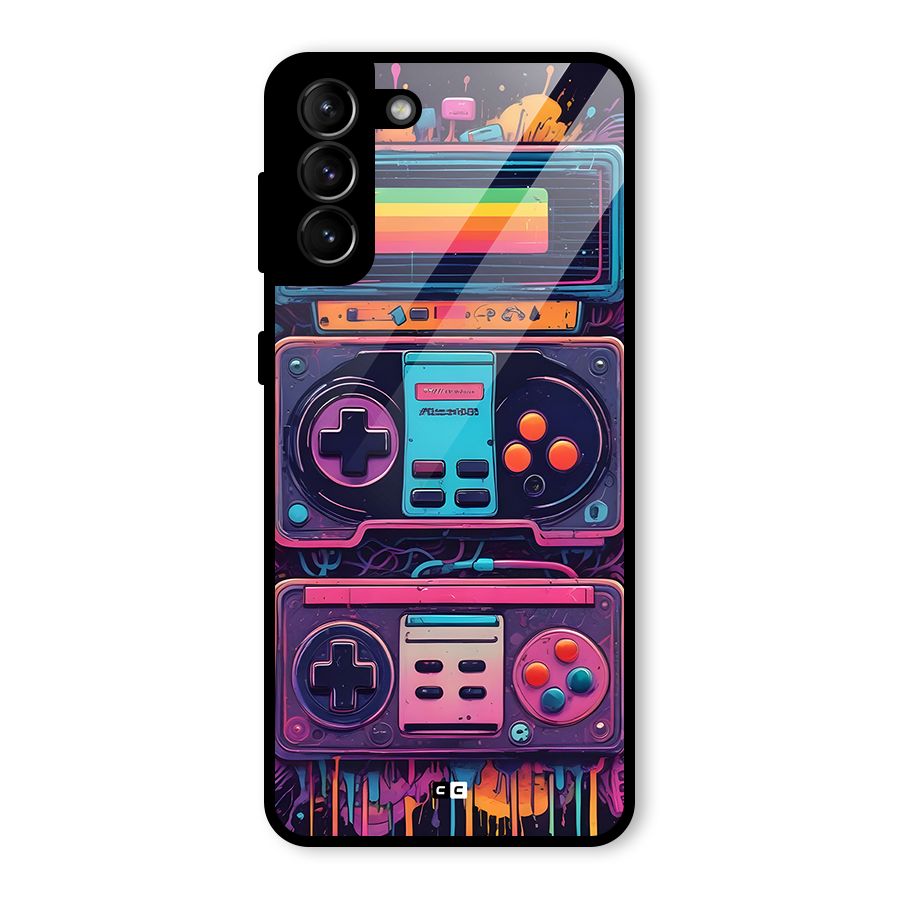 Comic Gaming Console Glass Back Case for Galaxy S21 Plus