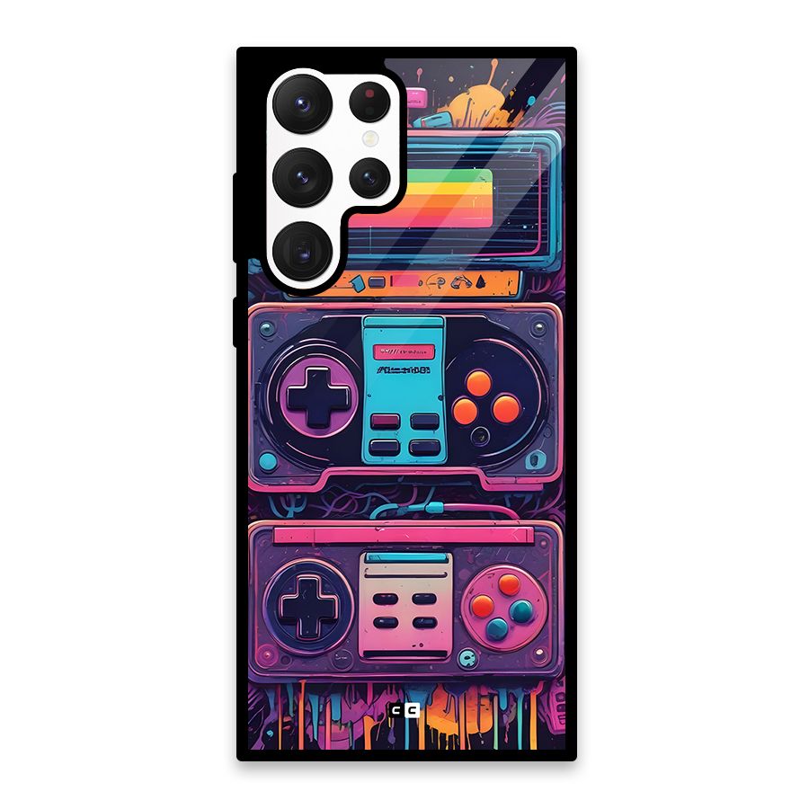 Comic Gaming Console Glass Back Case for Galaxy S22 Ultra 5G