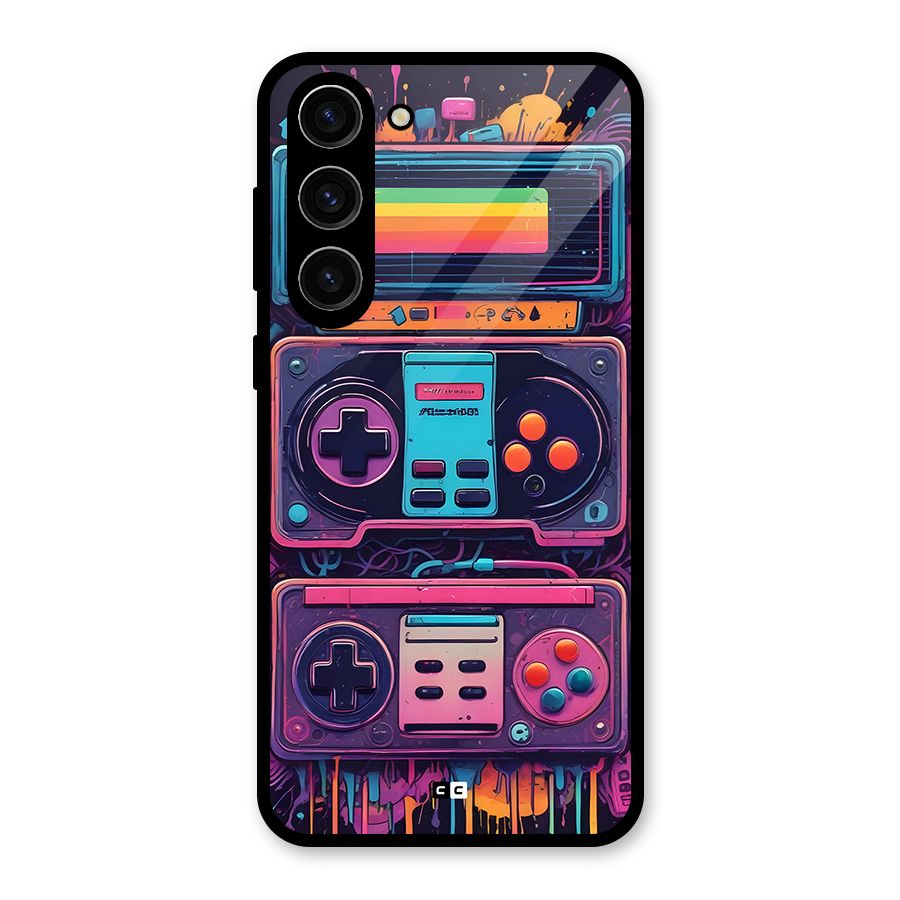 Comic Gaming Console Glass Back Case for Galaxy S23 Plus