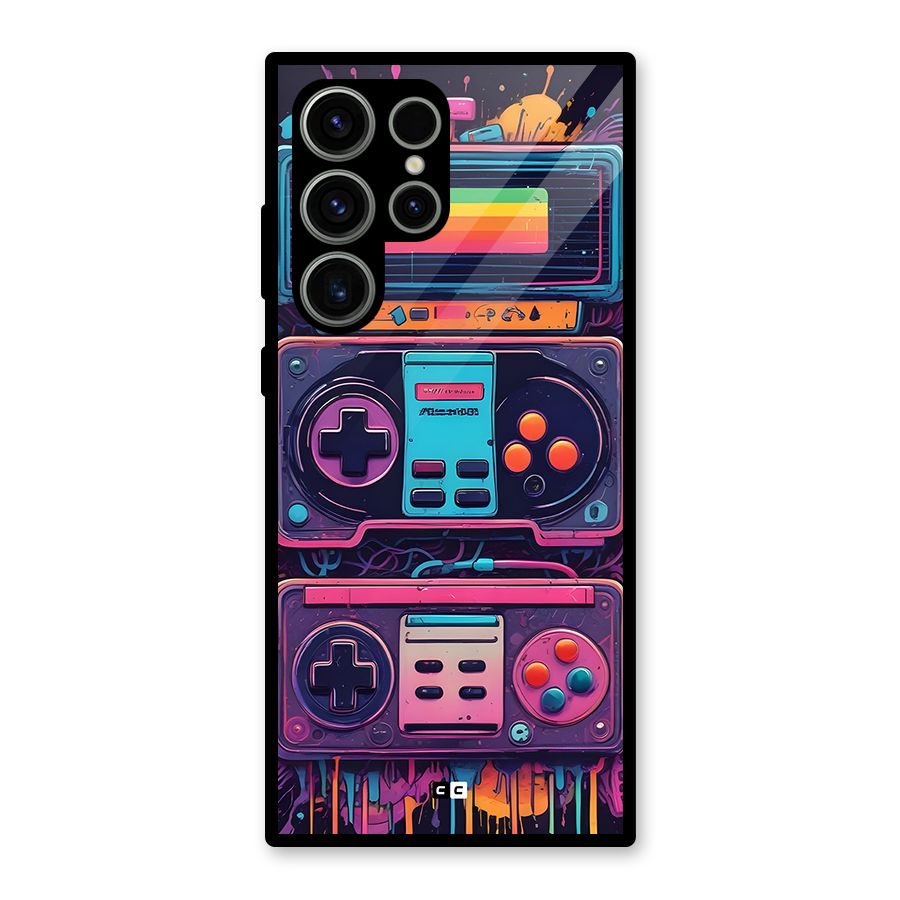 Comic Gaming Console Glass Back Case for Galaxy S23 Ultra