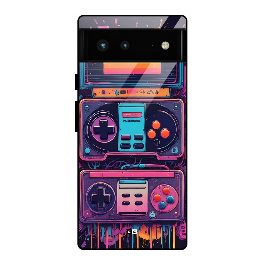 Comic Gaming Console Glass Back Case for Google Pixel 6