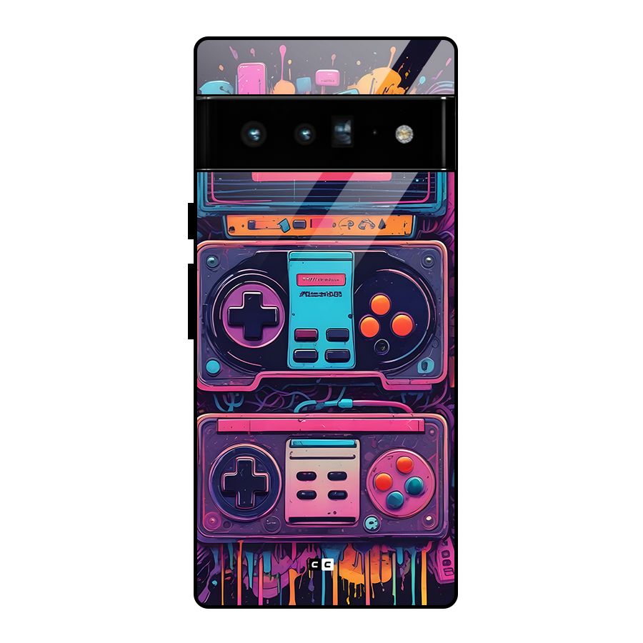 Comic Gaming Console Glass Back Case for Google Pixel 6 Pro