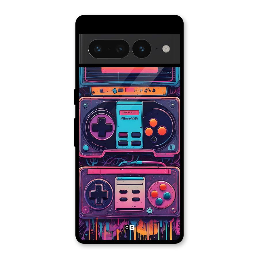 Comic Gaming Console Glass Back Case for Google Pixel 7 Pro