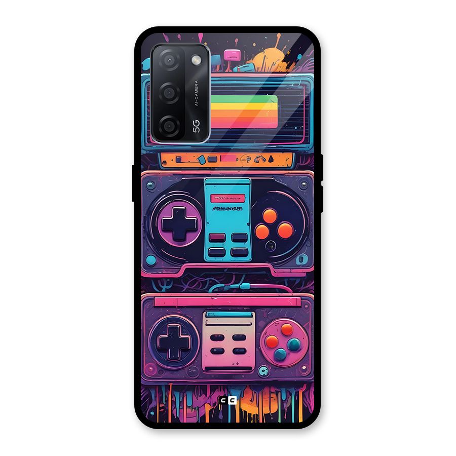 Comic Gaming Console Glass Back Case for Oppo A53s 5G