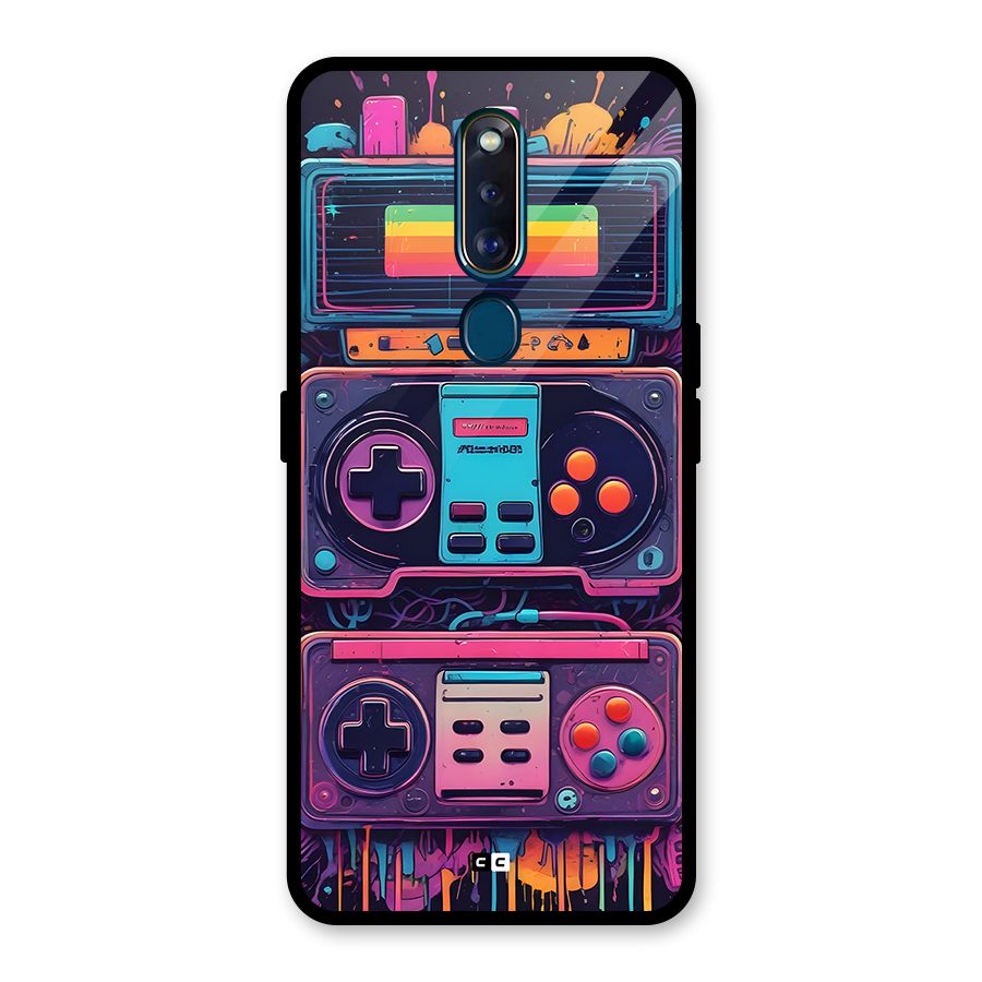 Comic Gaming Console Glass Back Case for Oppo F11 Pro