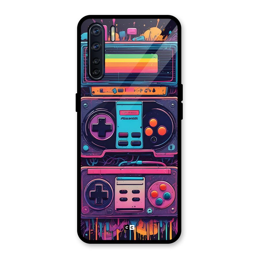 Comic Gaming Console Glass Back Case for Oppo F15