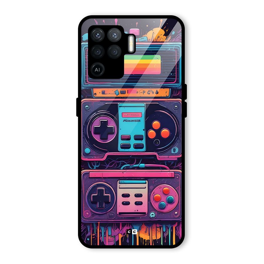 Comic Gaming Console Glass Back Case for Oppo F19 Pro