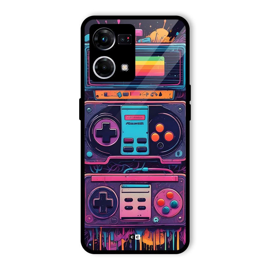 Comic Gaming Console Glass Back Case for Oppo F21 Pro 5G