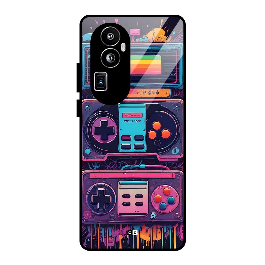 Comic Gaming Console Glass Back Case for Oppo Reno10 Pro Plus