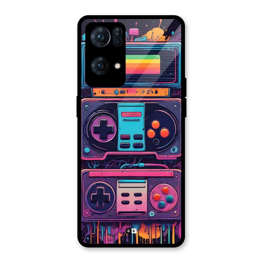 Comic Gaming Console Glass Back Case for Oppo Reno7 Pro 5G