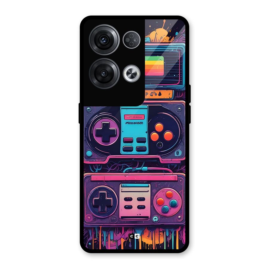 Comic Gaming Console Glass Back Case for Oppo Reno8 Pro 5G