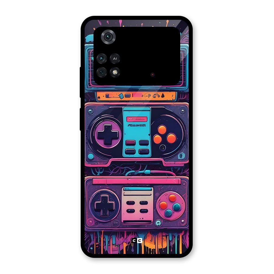 Comic Gaming Console Glass Back Case for Poco M4 Pro 4G