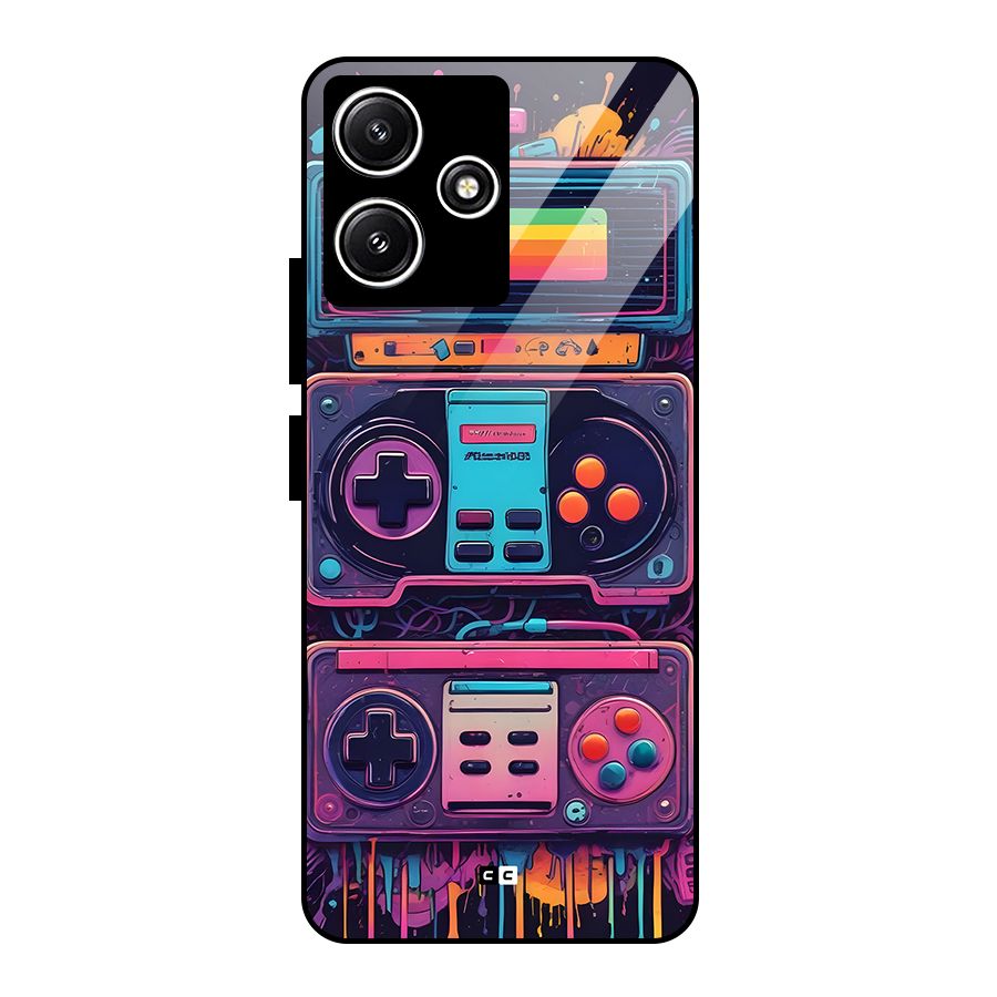 Comic Gaming Console Glass Back Case for Poco M6 Pro
