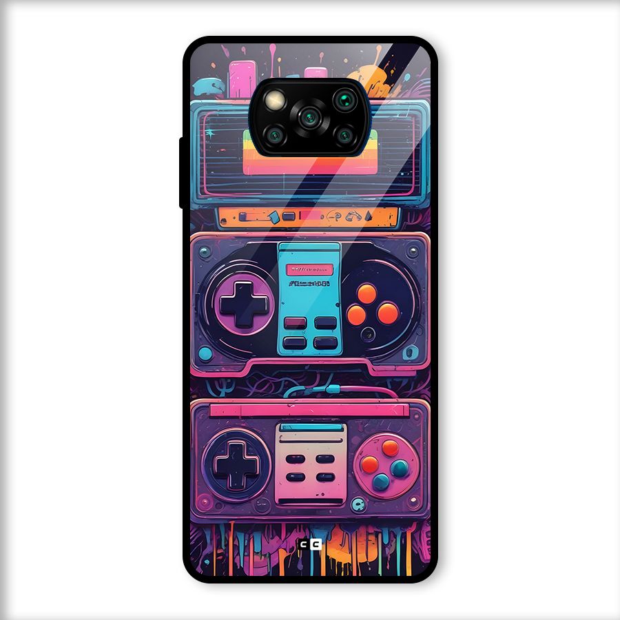 Comic Gaming Console Glass Back Case for Poco X3