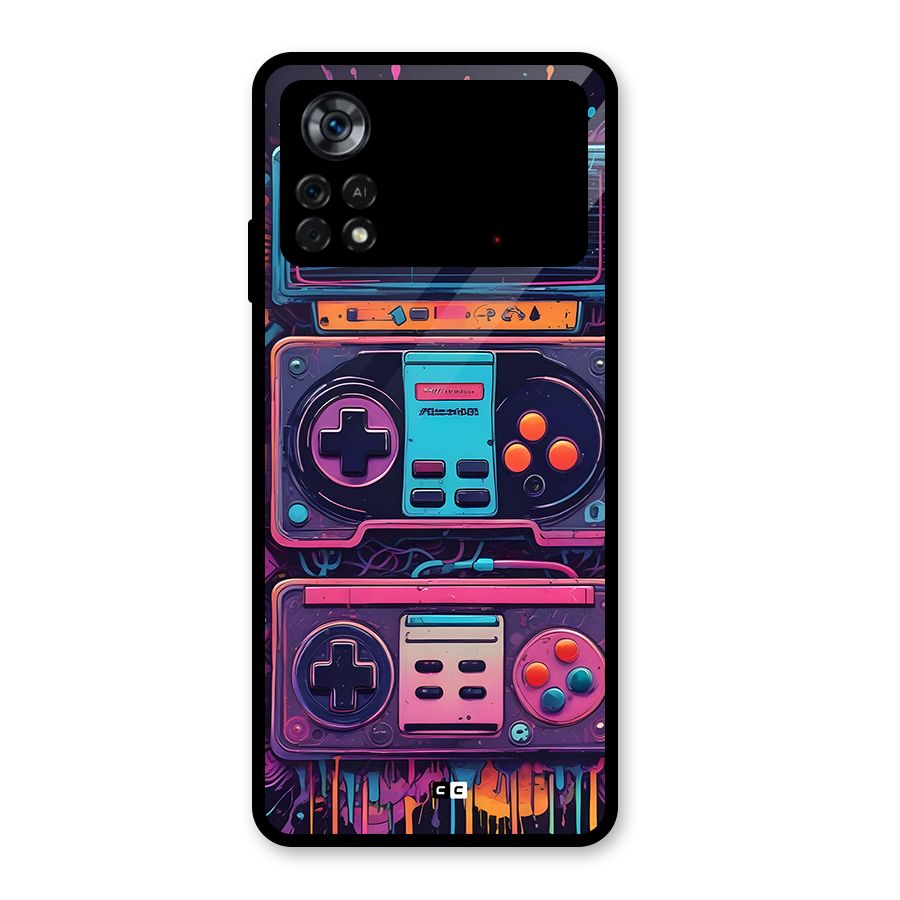 Comic Gaming Console Glass Back Case for Poco X4 Pro 5G