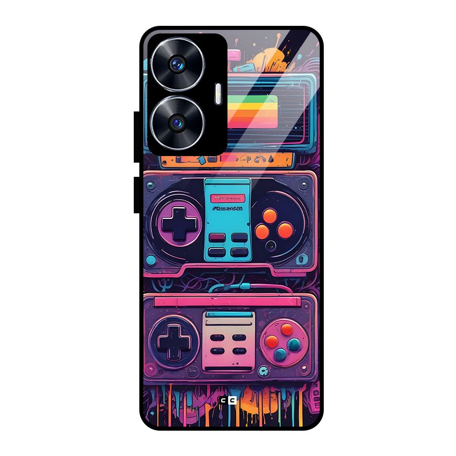Comic Gaming Console Glass Back Case for Realme Narzo N55