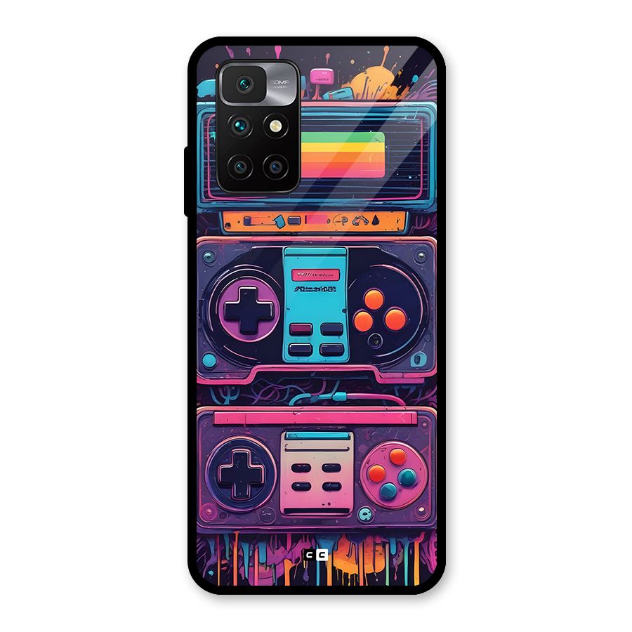 Comic Gaming Console Glass Back Case for Redmi 10 Prime