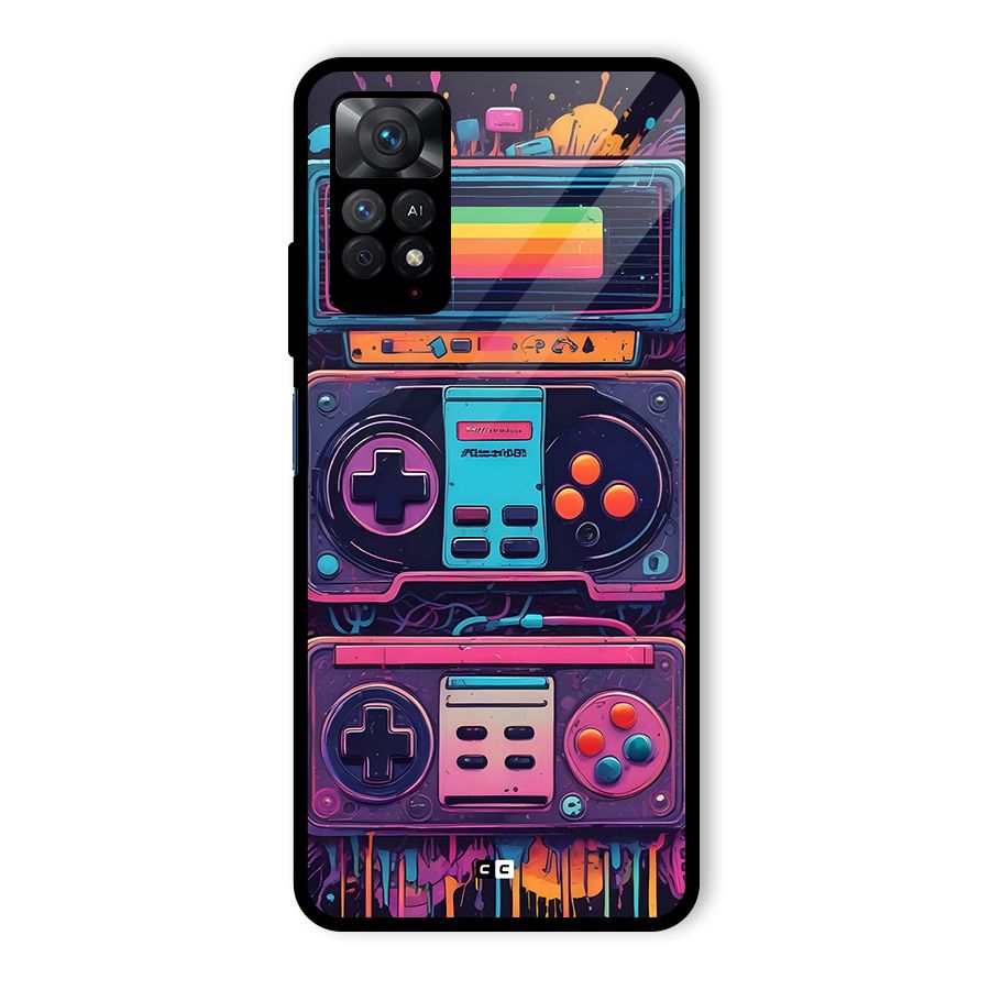 Comic Gaming Console Glass Back Case for Redmi Note 11 Pro