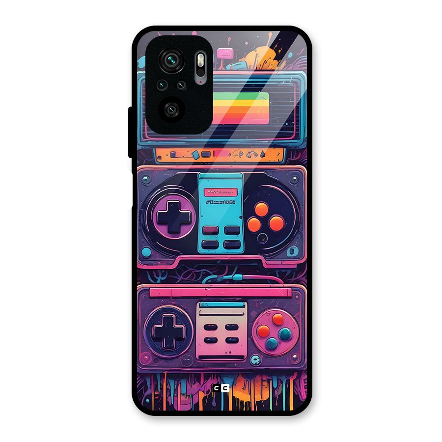 Comic Gaming Console Glass Back Case for Redmi Note 11 SE