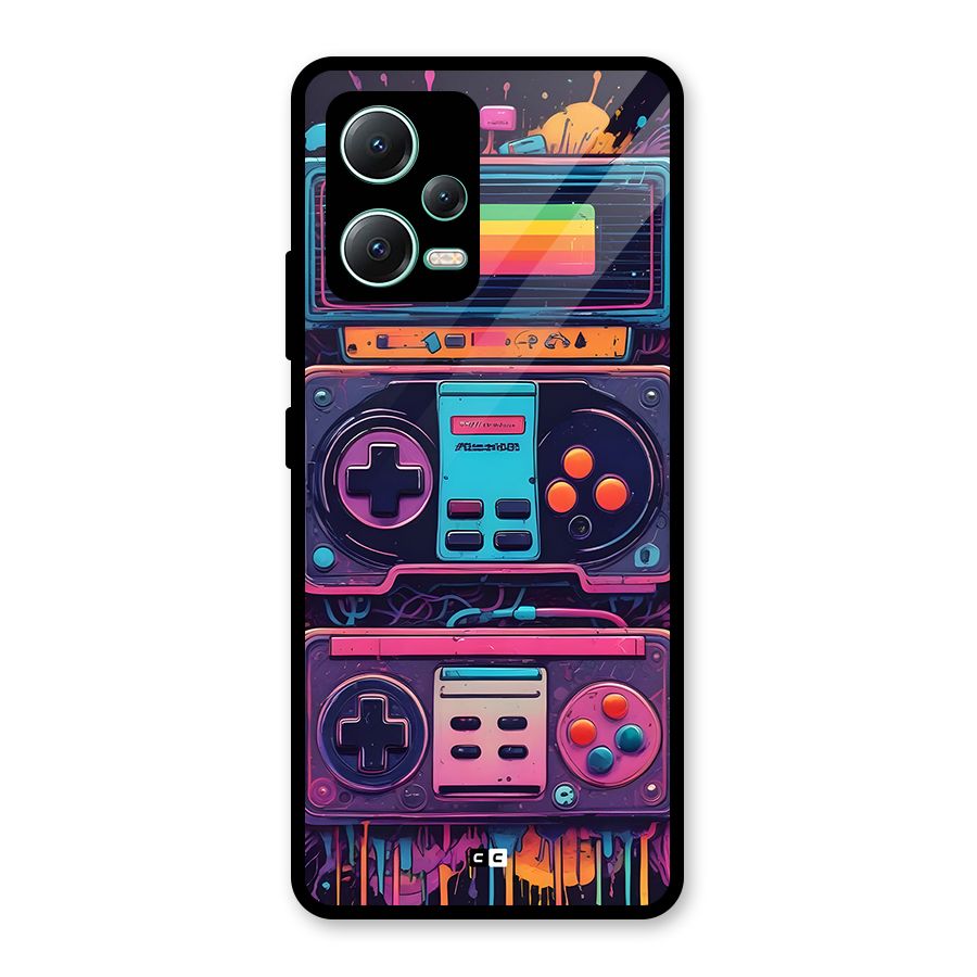 Comic Gaming Console Glass Back Case for Redmi Note 12 5G