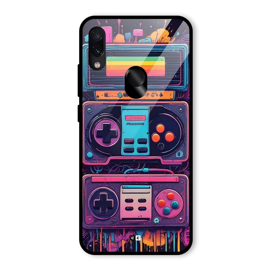 Comic Gaming Console Glass Back Case for Redmi Note 7 Pro