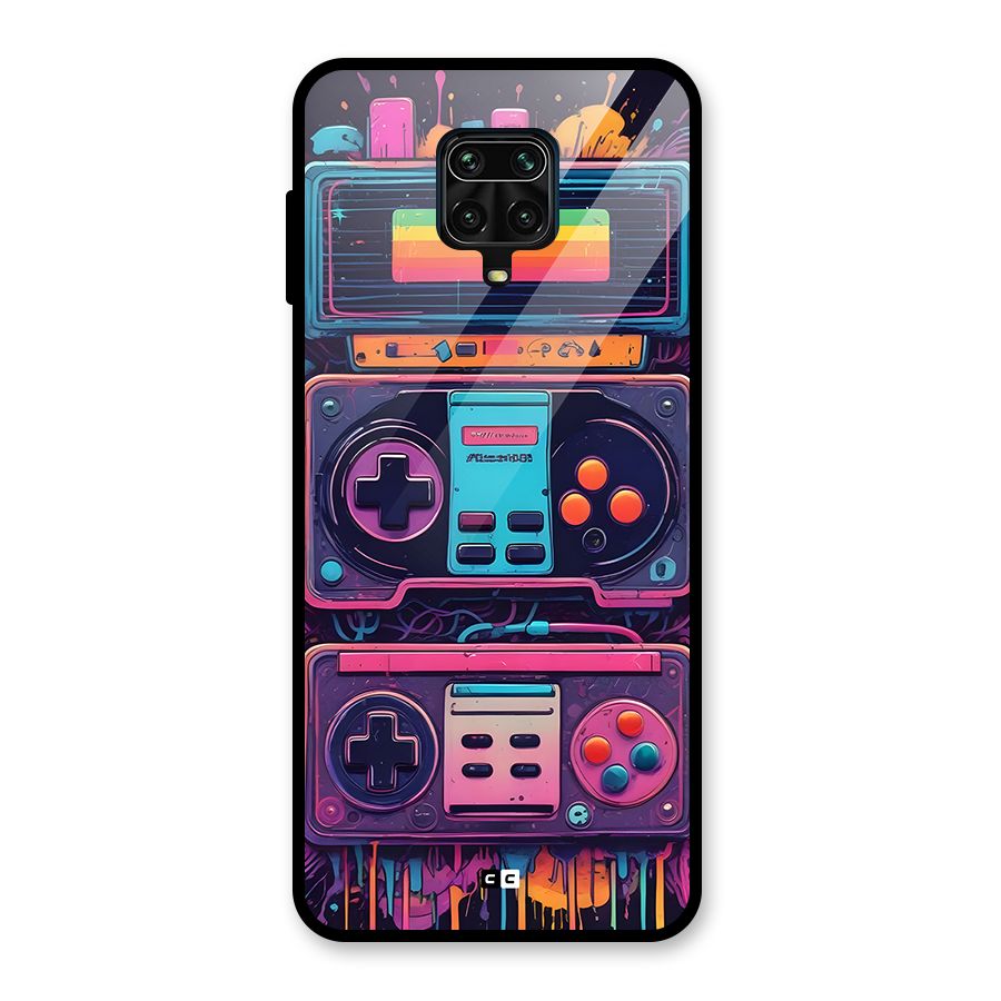 Comic Gaming Console Glass Back Case for Redmi Note 9 Pro