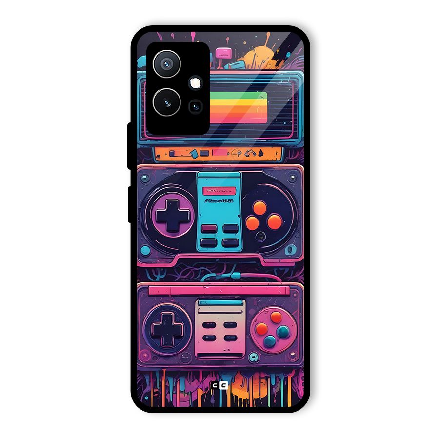 Comic Gaming Console Glass Back Case for Vivo T1 5G