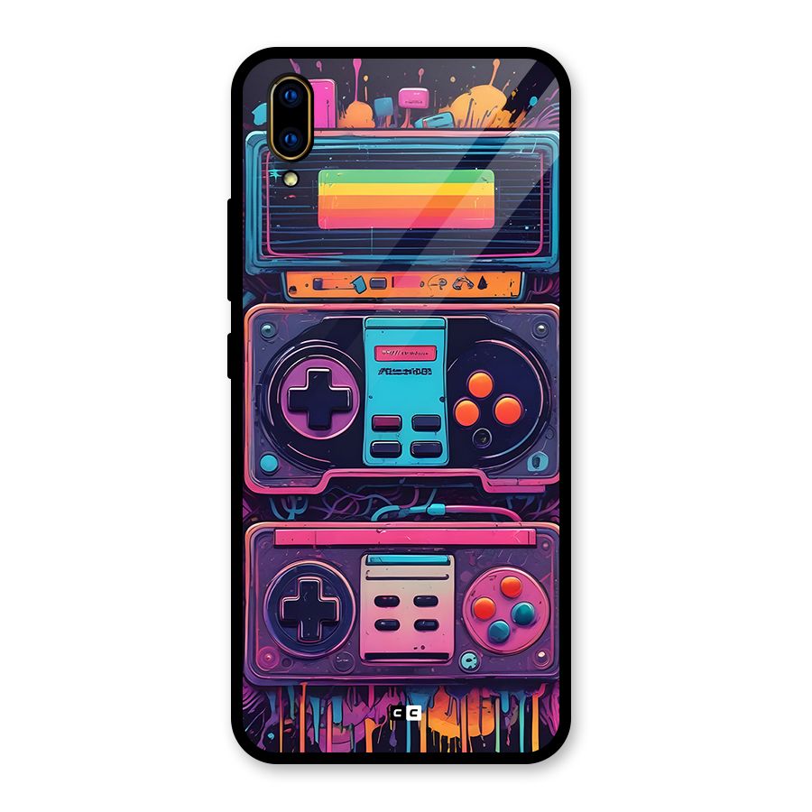 Comic Gaming Console Glass Back Case for Vivo V11 Pro