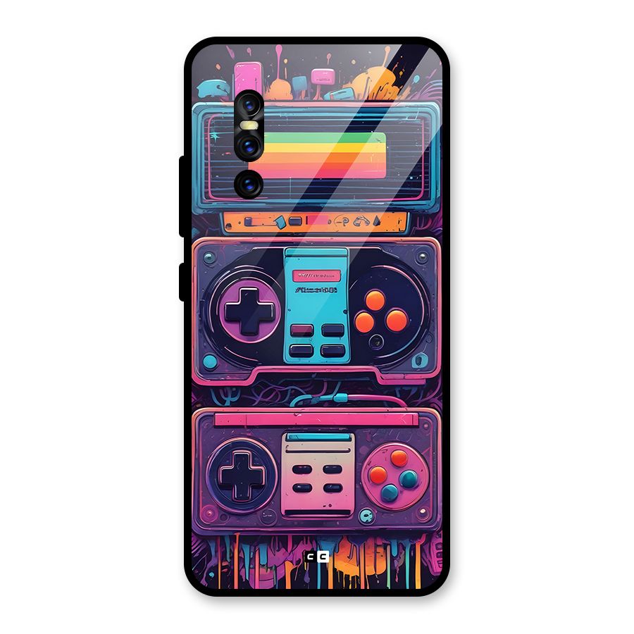 Comic Gaming Console Glass Back Case for Vivo V15 Pro