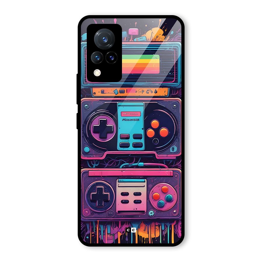 Comic Gaming Console Glass Back Case for Vivo V21 5G