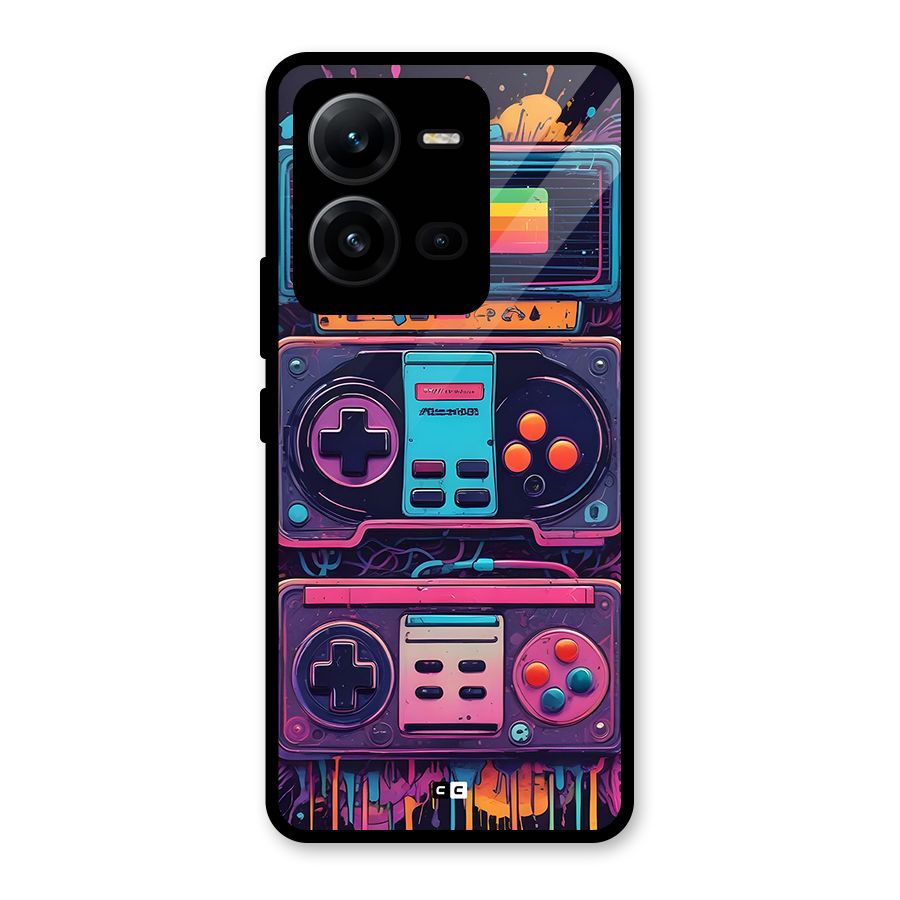 Comic Gaming Console Glass Back Case for Vivo V25