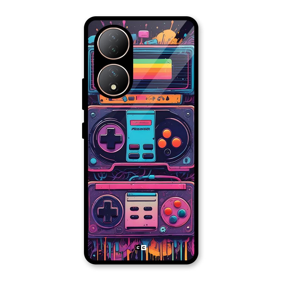 Comic Gaming Console Glass Back Case for Vivo Y100