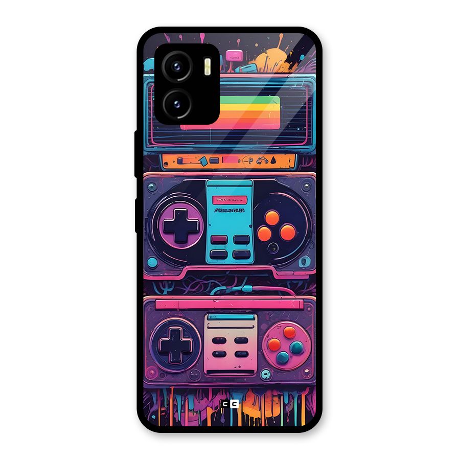 Comic Gaming Console Glass Back Case for Vivo Y15s