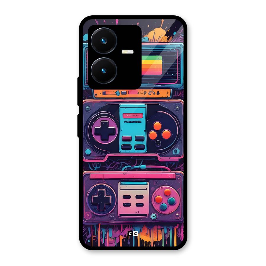 Comic Gaming Console Glass Back Case for Vivo Y22s