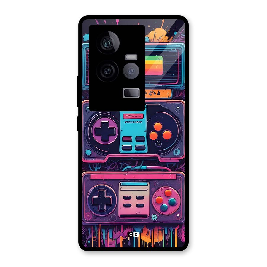 Comic Gaming Console Glass Back Case for Vivo iQOO 11 5G
