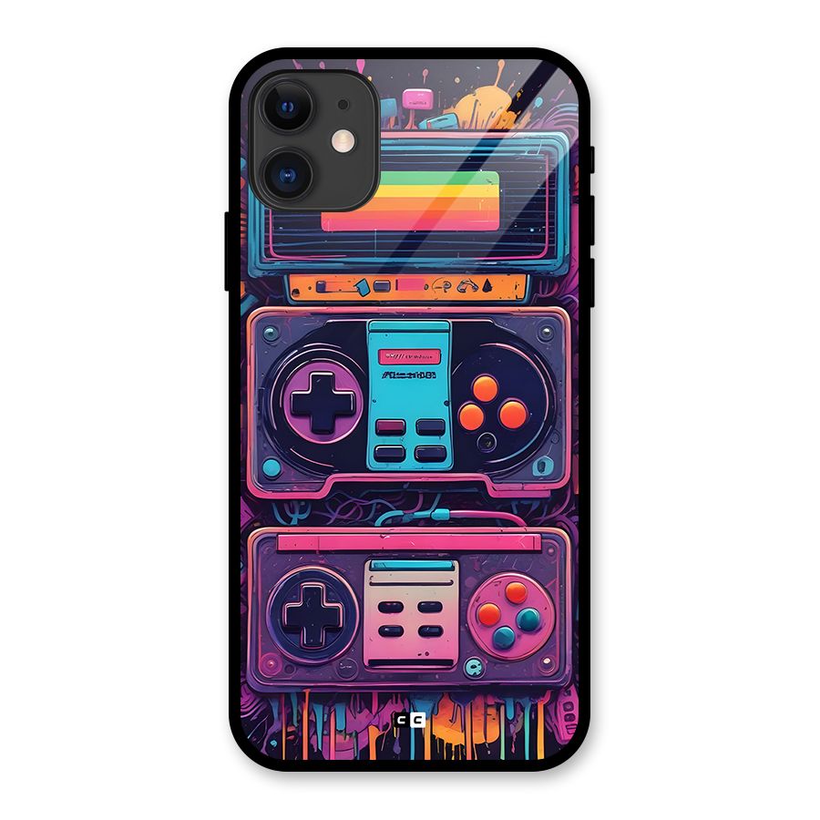 Comic Gaming Console Glass Back Case for iPhone 11