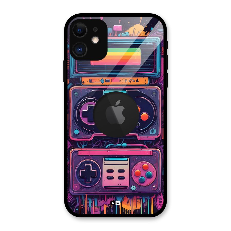 Comic Gaming Console Glass Back Case for iPhone 11 Logo Cut