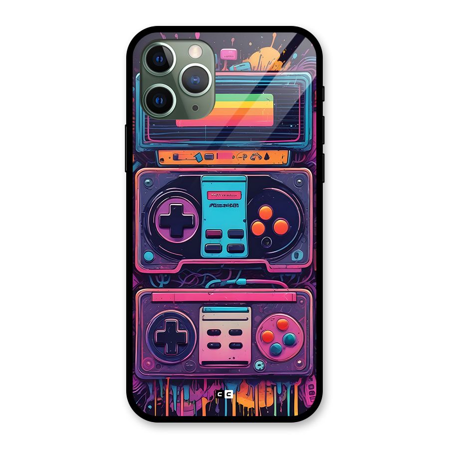 Comic Gaming Console Glass Back Case for iPhone 11 Pro