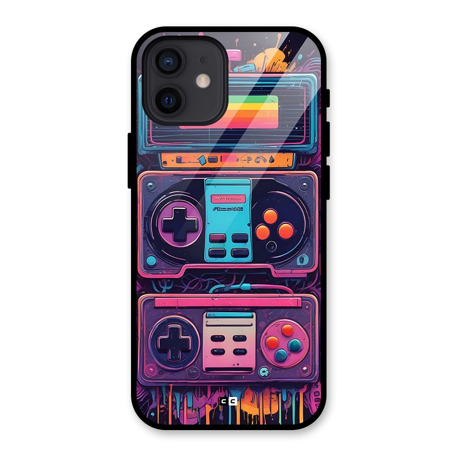 Comic Gaming Console Glass Back Case for iPhone 12