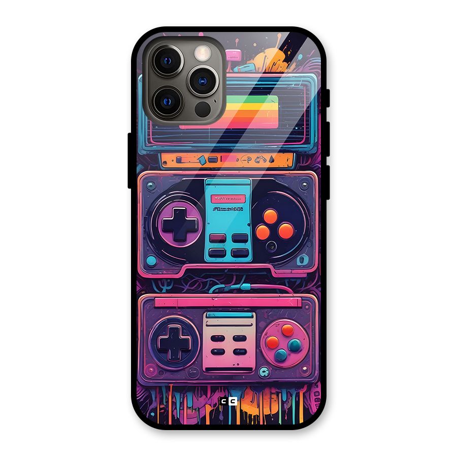 Comic Gaming Console Glass Back Case for iPhone 12 Pro