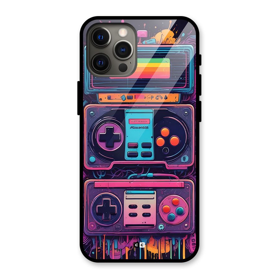 Comic Gaming Console Glass Back Case for iPhone 12 Pro Max