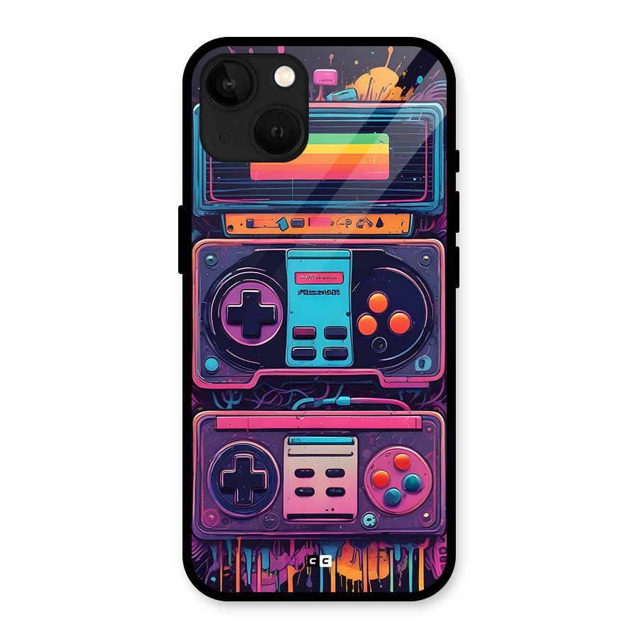 Comic Gaming Console Glass Back Case for iPhone 13