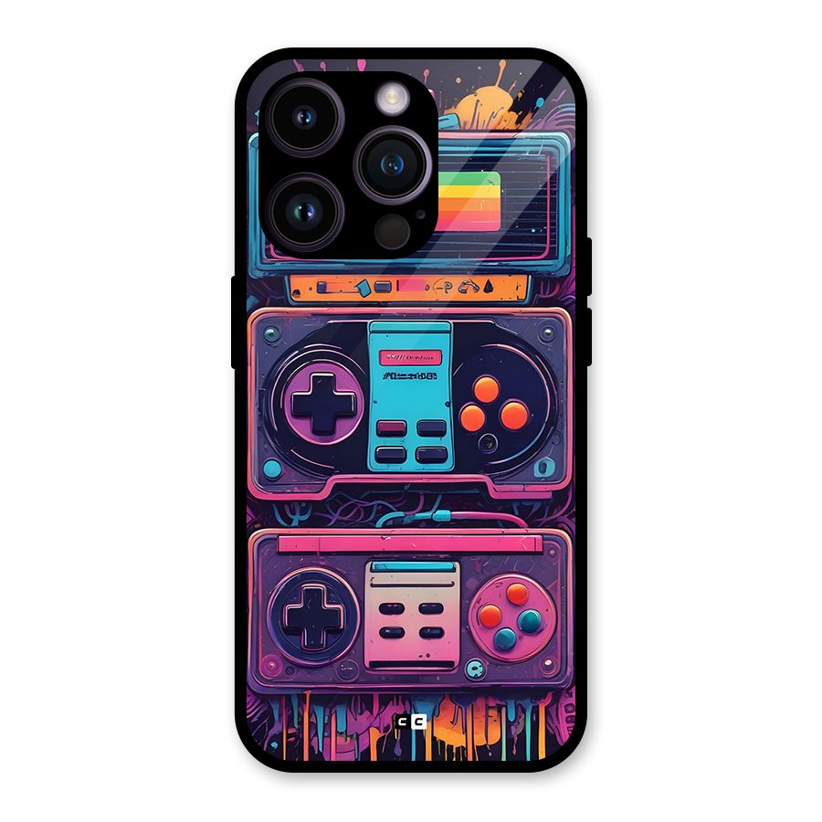 Comic Gaming Console Glass Back Case for iPhone 14 Pro