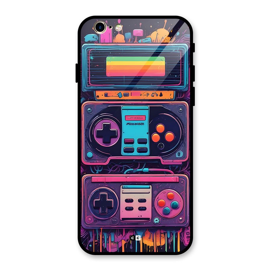 Comic Gaming Console Glass Back Case for iPhone 6 6S